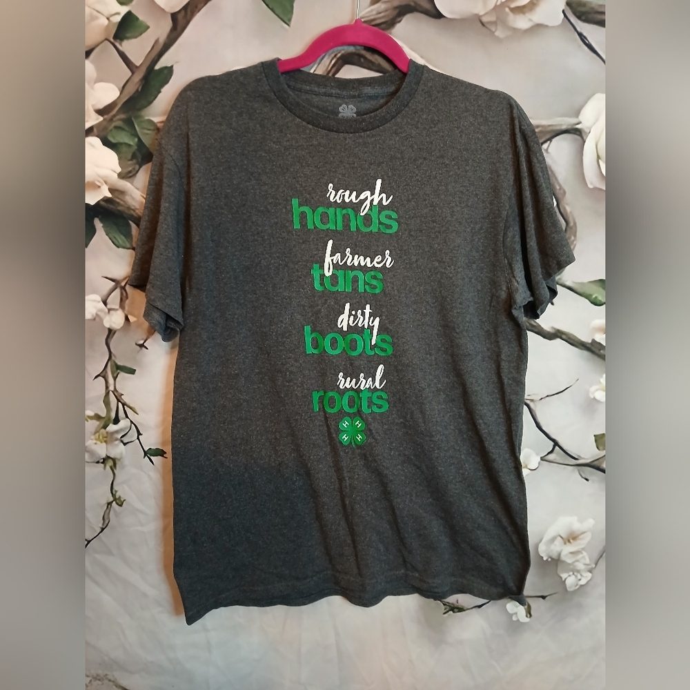 Charcoal Gray Graphic Tee with Green Accents